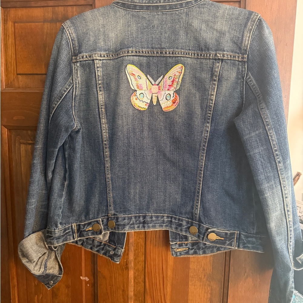 GAP Blue Denim Jacket with Colorful Butterfly Patch